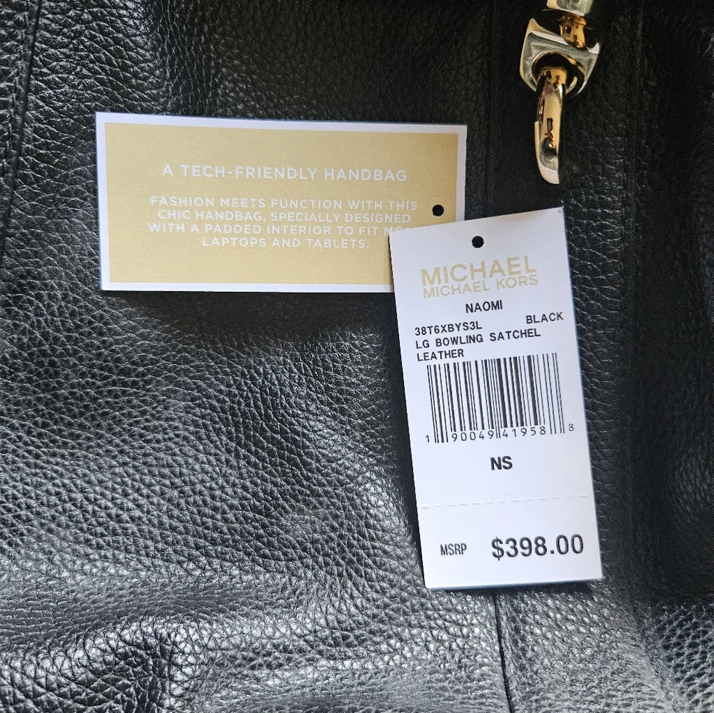 Michael Kors Black Leather Tote Bag - Picture 7 of 8